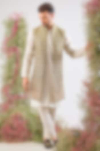 Green Georgette Zari Embroidered Jacket by Kasbah Clothing at Pernia's Pop Up Shop