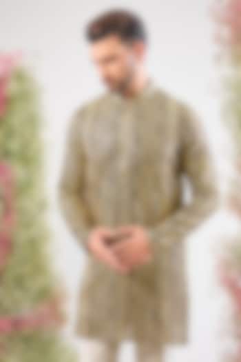 Black & Gold Georgette Sequin Work Short Kurta by Kasbah Clothing at Pernia's Pop Up Shop