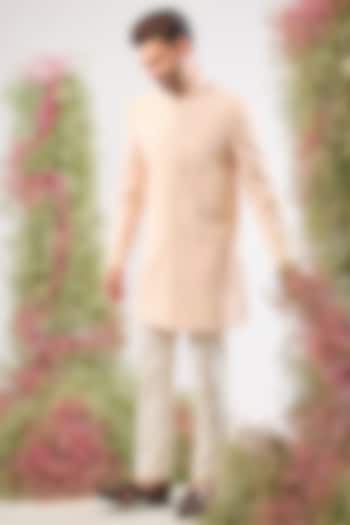 Pink Georgette Cutdana Hand Embroidered Wedding Sherwani by Kasbah Clothing at Pernia's Pop Up Shop