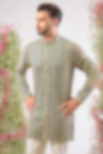 Turquoise Georgette Sequin Embroidered Short Kurta by Kasbah Clothing at Pernia's Pop Up Shop