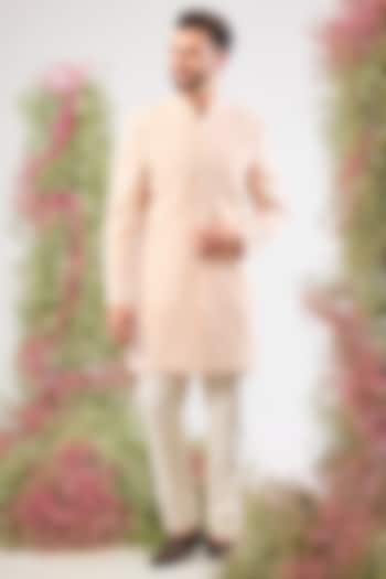 Pink Georgette Cutdana & Sequin Embroidered Wedding Sherwani by Kasbah Clothing at Pernia's Pop Up Shop