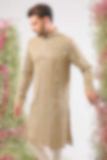 Beige Georgette Mirror Work Short Kurta by Kasbah Clothing at Pernia's Pop Up Shop