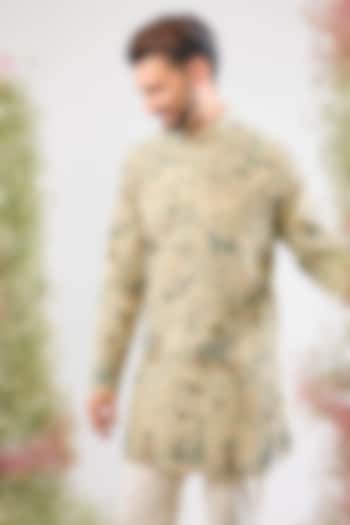 Beige Georgette Kashmiri Embroidered Kurta by Kasbah Clothing at Pernia's Pop Up Shop