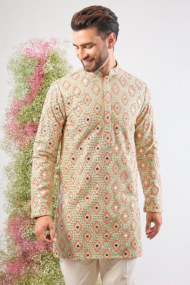 Multi-Colored Georgette Sequin Work Short Kurta by Kasbah Clothing at Pernia's Pop Up Shop