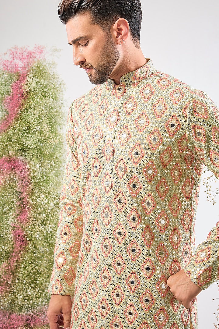 Multi-Colored Georgette Sequin Work Short Kurta by Kasbah Clothing at Pernia's Pop Up Shop