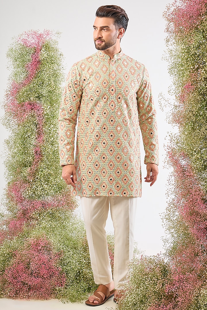 Multi-Colored Georgette Sequin Work Short Kurta by Kasbah Clothing at Pernia's Pop Up Shop