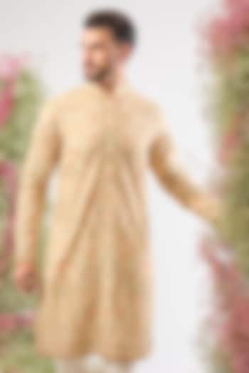 Beige Georgette Kashmiri Embroidered Kurta by Kasbah Clothing at Pernia's Pop Up Shop