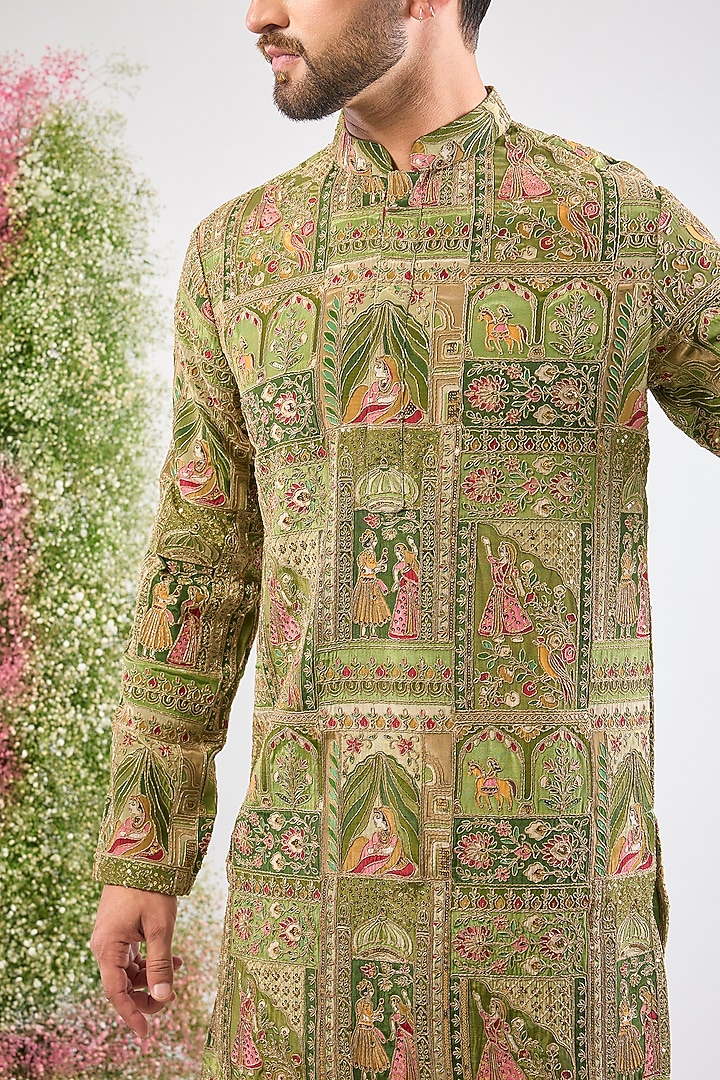 Green Georgette Zari Work Kurta by Kasbah Clothing at Pernia's Pop Up Shop