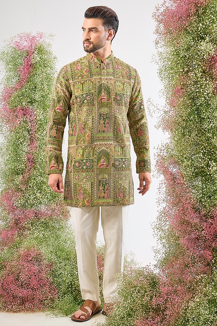 Green Georgette Zari Work Kurta by Kasbah Clothing at Pernia's Pop Up Shop