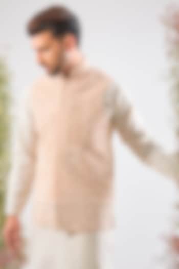 Pink Georgette Cutdana Hand Work Nehru Jacket by Kasbah Clothing at Pernia's Pop Up Shop