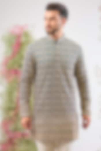 Blue Georgette Zari Work Ombre Short Kurta by Kasbah Clothing at Pernia's Pop Up Shop