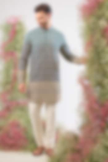 Blue Georgette Zari Work Ombre Short Kurta by Kasbah Clothing at Pernia's Pop Up Shop