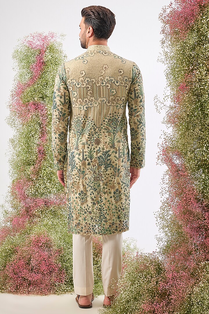 Ivory Cream Georgette Thread Work Kurta by Kasbah Clothing at Pernia's Pop Up Shop