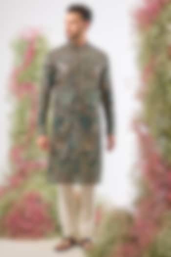 Black Georgette Thread Work Kurta by Kasbah Clothing at Pernia's Pop Up Shop