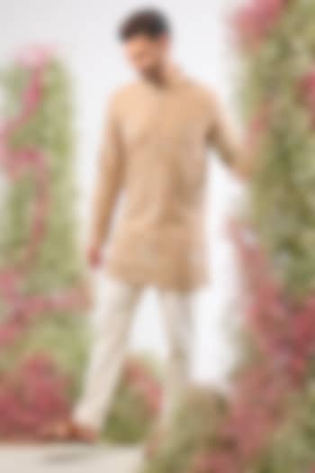 Beige Georgette Sequin & Zari Work Short Kurta by Kasbah Clothing at Pernia's Pop Up Shop