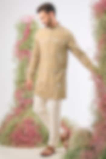 Copper Brown Silk Mirror & Sequin Work Kurta by Kasbah Clothing at Pernia's Pop Up Shop