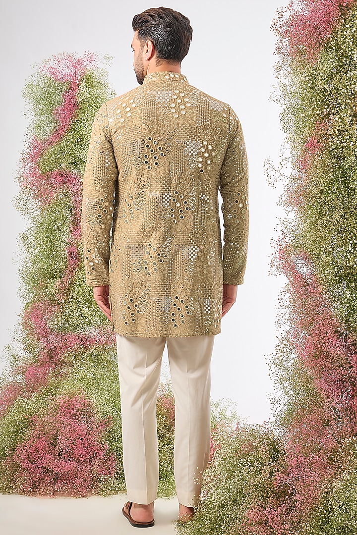 Copper Brown Silk Mirror & Sequin Work Kurta by Kasbah Clothing at Pernia's Pop Up Shop