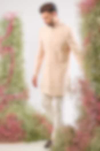 Pink Georgette Sequin Hand Embroidered Wedding Sherwani by Kasbah Clothing at Pernia's Pop Up Shop