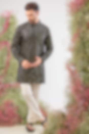 Black Georgette Sequin & Mirror Work Kurta by Kasbah Clothing at Pernia's Pop Up Shop