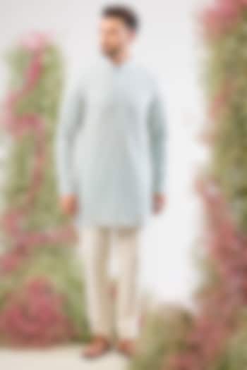 Blue Georgette Chikankari Work Short Kurta by Kasbah Clothing at Pernia's Pop Up Shop