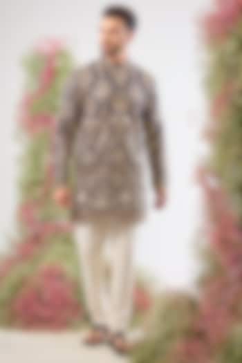 Royal Blue Georgette Sequin & Floral Embroidered Kurta by Kasbah Clothing at Pernia's Pop Up Shop