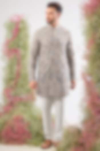 Beige Georgette Chikankari Embroidered Short Kurta by Kasbah Clothing at Pernia's Pop Up Shop