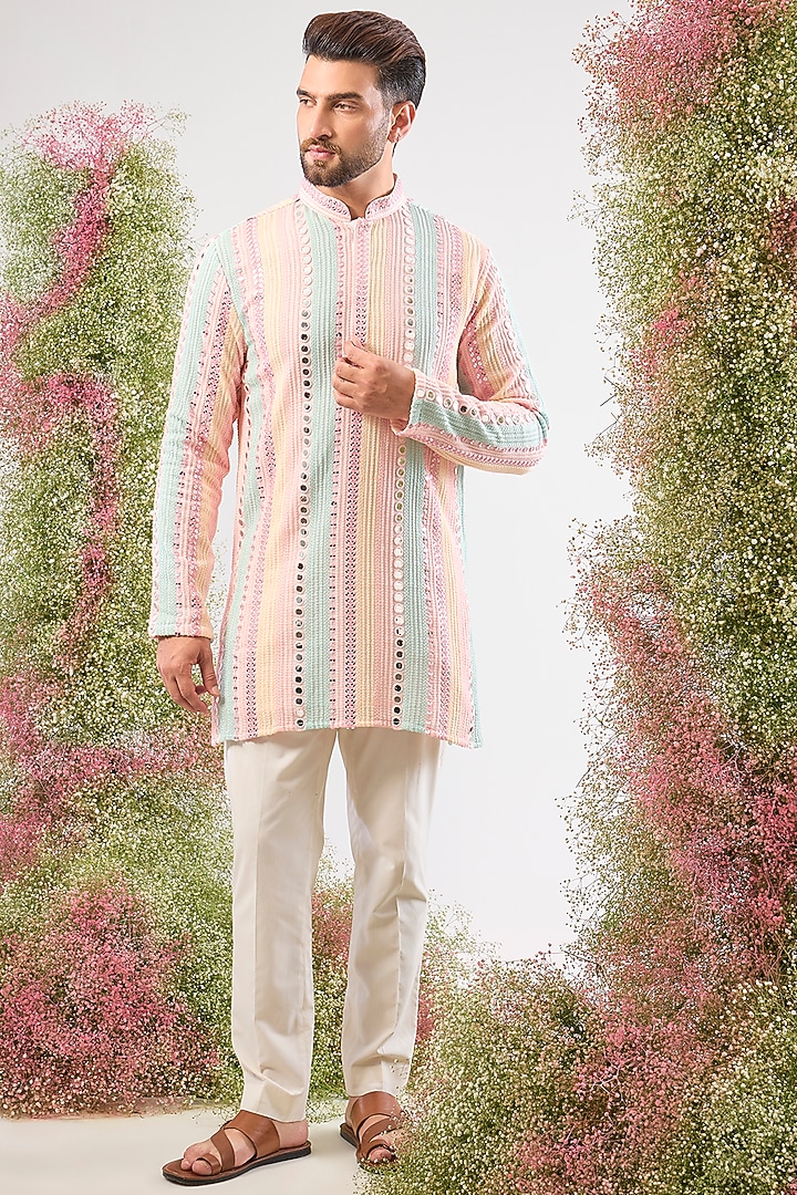Multi-Colored Georgette Thread Work Kurta by Kasbah Clothing at Pernia's Pop Up Shop