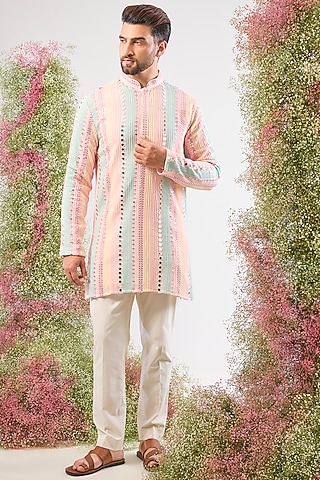 Multi-Colored Georgette Thread Work Kurta by Kasbah Clothing
