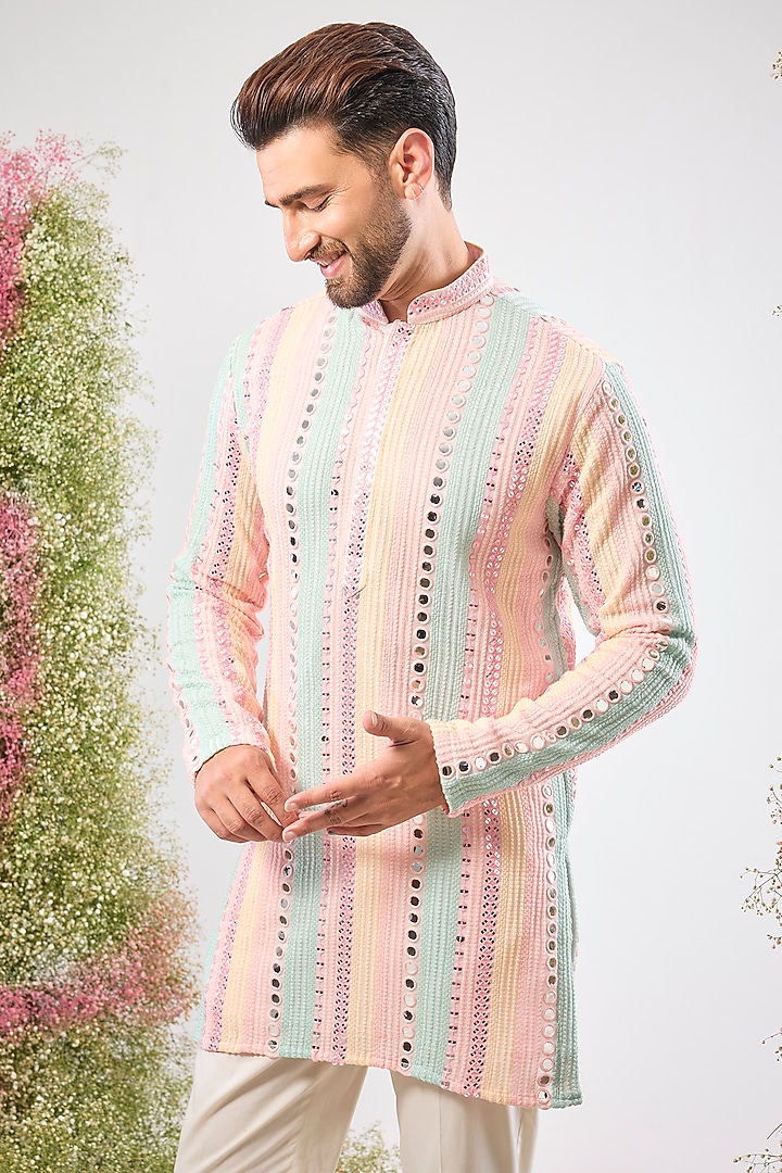 Multi-Colored Georgette Thread Work Kurta by Kasbah Clothing at Pernia's Pop Up Shop