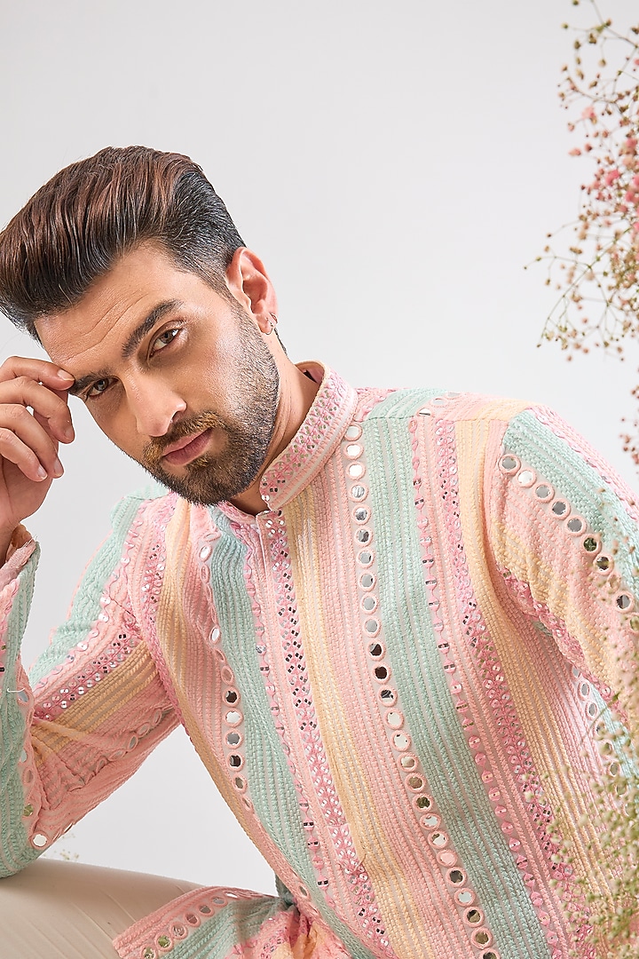 Multi-Colored Georgette Thread Work Kurta by Kasbah Clothing at Pernia's Pop Up Shop