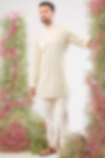 White Georgette Mirror Work Kurta by Kasbah Clothing at Pernia's Pop Up Shop