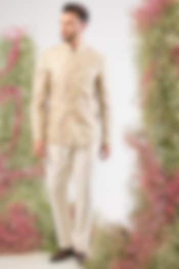 Multi-Colored Silk Zari Floral Embroidered Wedding Bandhgala by Kasbah Clothing at Pernia's Pop Up Shop