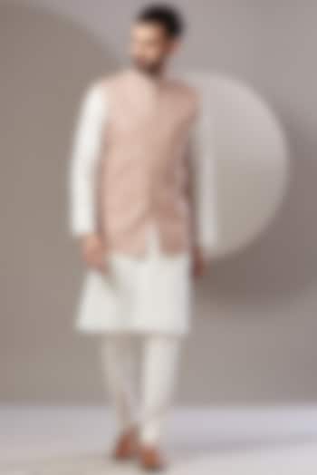 Olive Green Embroidered Nehru Jacket by Kasbah Clothing at Pernia's Pop Up Shop