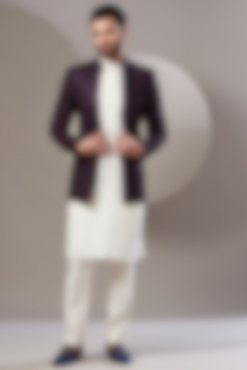 Black Embroidered Open Jacket by Kasbah Clothing at Pernia's Pop Up Shop