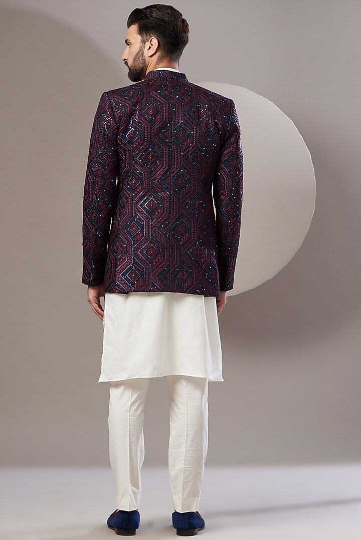 Black Embroidered Open Jacket by Kasbah Clothing at Pernia's Pop Up Shop