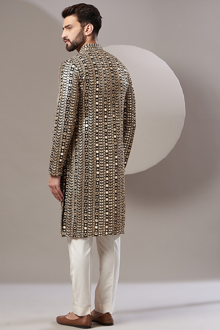 Black Georgette Embroidered Kurta by Kasbah Clothing at Pernia's Pop Up Shop
