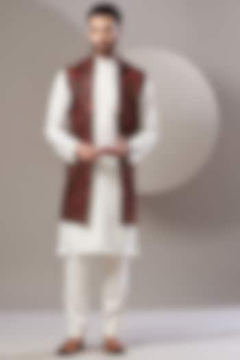 Black Embroidered Long Jacket by Kasbah Clothing at Pernia's Pop Up Shop