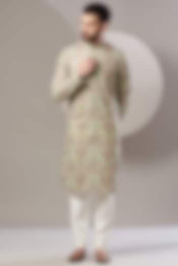 Mint Green Thread Embroidered Kurta by Kasbah Clothing at Pernia's Pop Up Shop