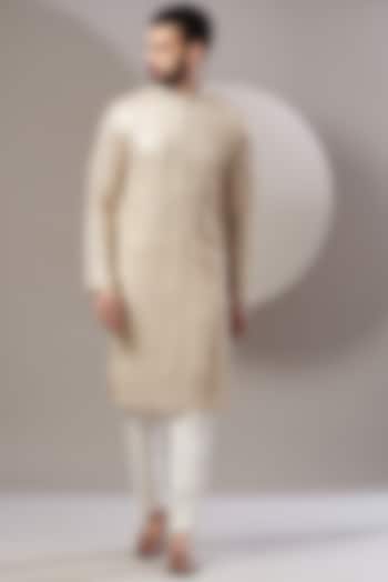 White Georgette Zari & Foil Embroidered Kurta by Kasbah Clothing at Pernia's Pop Up Shop