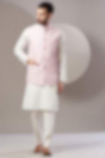 Blush Pink Embroidered Nehru Jacket by Kasbah Clothing at Pernia's Pop Up Shop