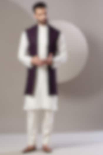 Wine Embroidered Long Jacket by Kasbah Clothing at Pernia's Pop Up Shop