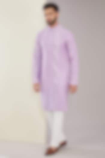 Lilac Silk Mirror Embroidered Kurta by Kasbah Clothing