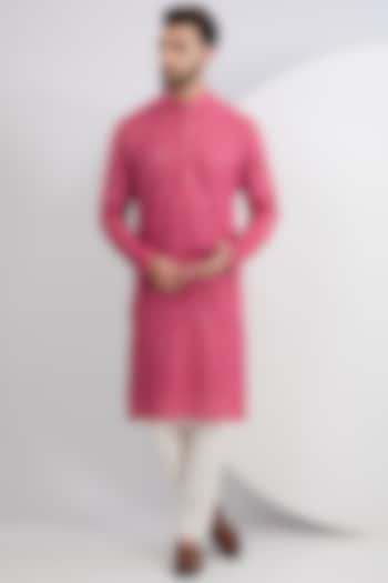Pink Georgette Embroidered Kurta Set by Kasbah Clothing