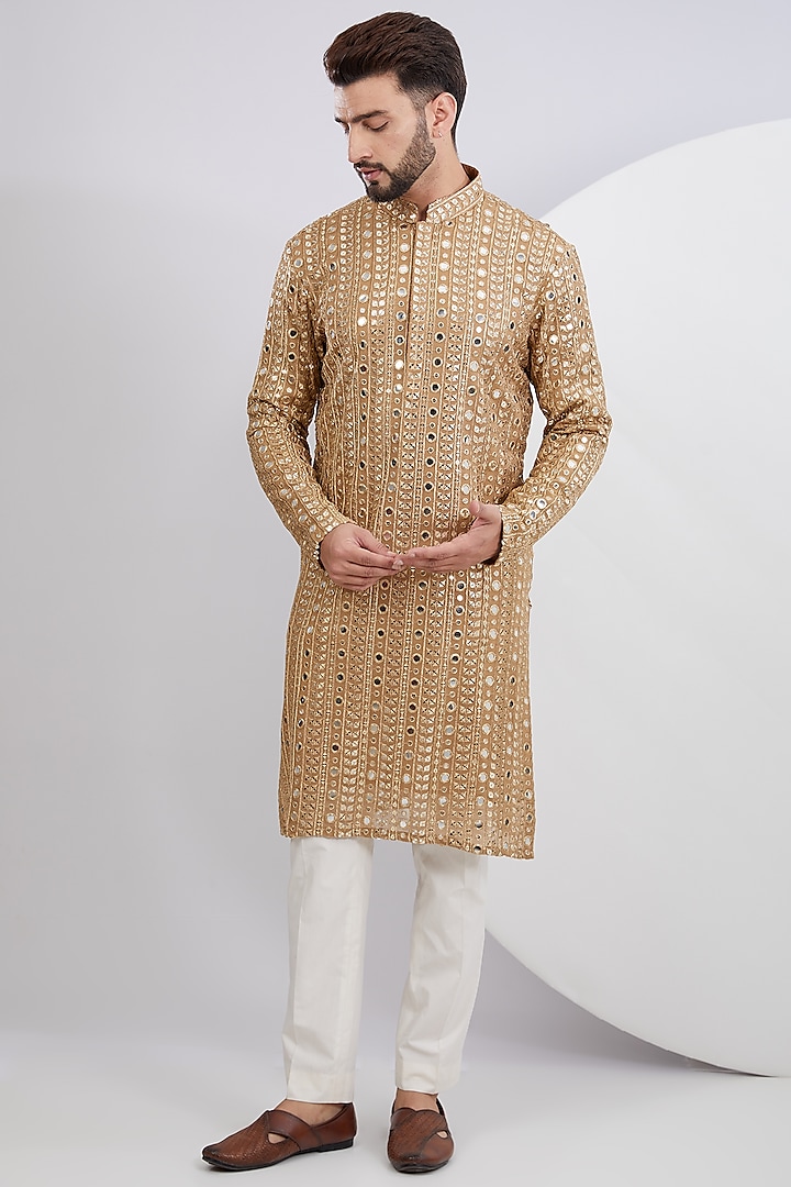 Copper Georgette Embroidered Kurta Set by Kasbah Clothing