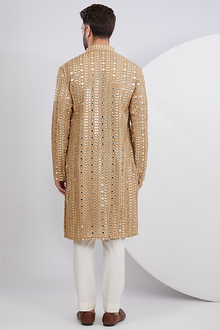 Copper Georgette Embroidered Kurta Set by Kasbah Clothing at Pernia's Pop Up Shop