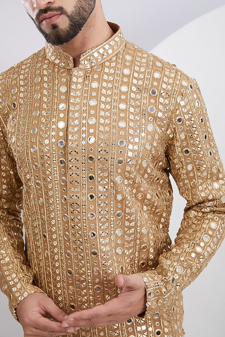 Copper Georgette Embroidered Kurta Set by Kasbah Clothing at Pernia's Pop Up Shop
