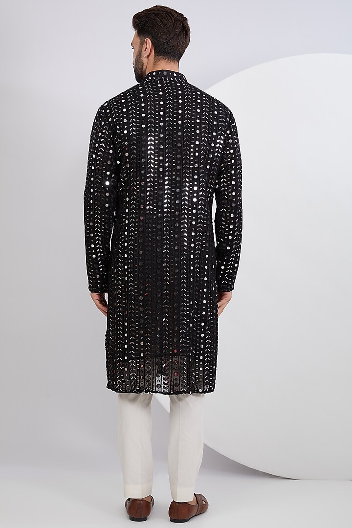 Black Georgette Embroidered Kurta Set by Kasbah Clothing at Pernia's Pop Up Shop