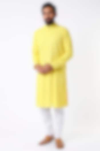 Yellow Chikankari Kurta by Kasbah Clothing at Pernia's Pop Up Shop