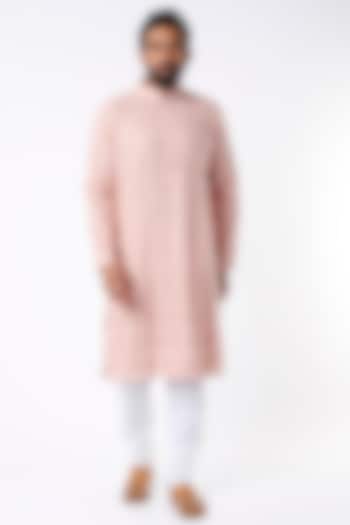 Blush Pink Chikankari Kurta by Kasbah Clothing at Pernia's Pop Up Shop