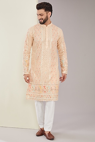 Buy online Peach Side Button Kurta Pyjama Set from Clothing for Men by  Readiprint Fashions for ₹600 at 83% off